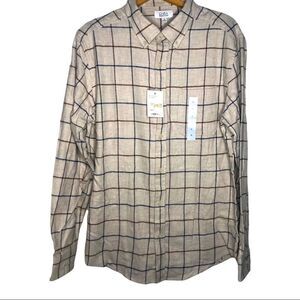 CROFT & BARROW Flannel Shirt, Tan/Beige Size M NWT
